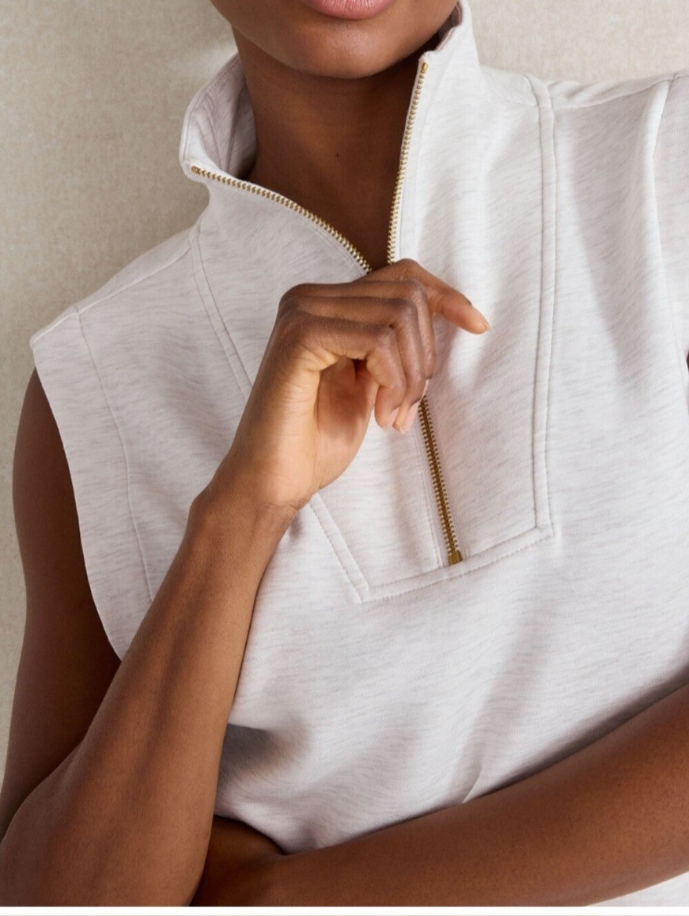 Varley White Heathered DoubleSoft  Sleeveless Top